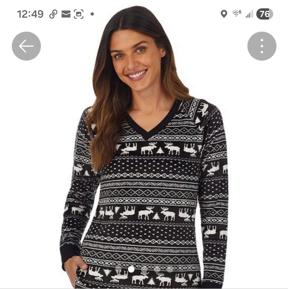 Cuddl Duds Black and White Velour Pajamas - Picture 2 of 16